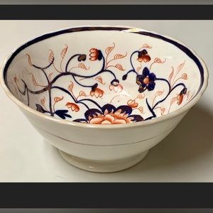 Rare Unmarked Unrecorded Pattern Gaudy Welsh Scalloped Floral Pedestal Bowl